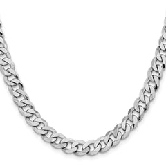 14K White Gold 26 inch 8mm Flat Beveled Curb with Lobster Clasp Chain