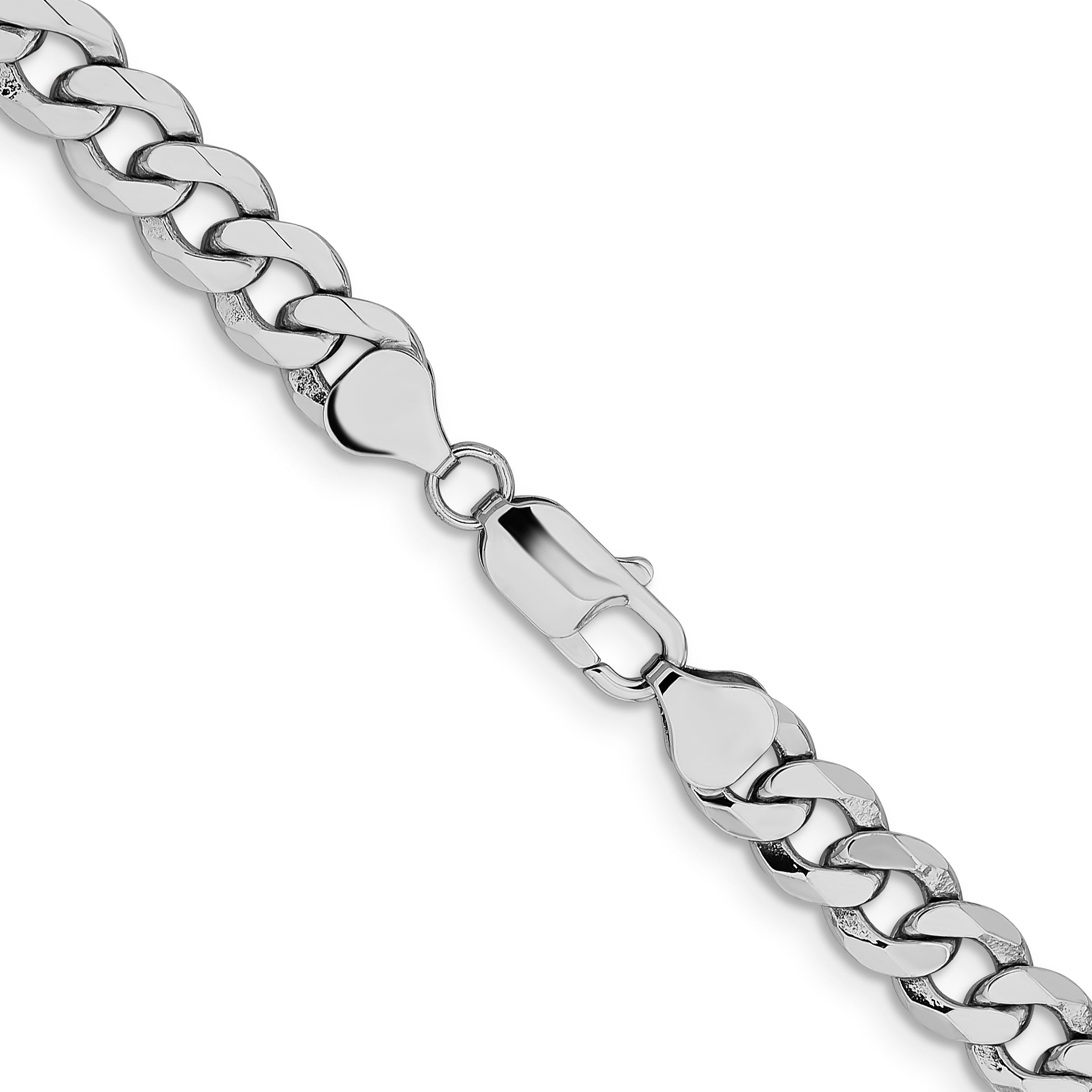 14K White Gold Solid Curb Chain Necklace 8mm