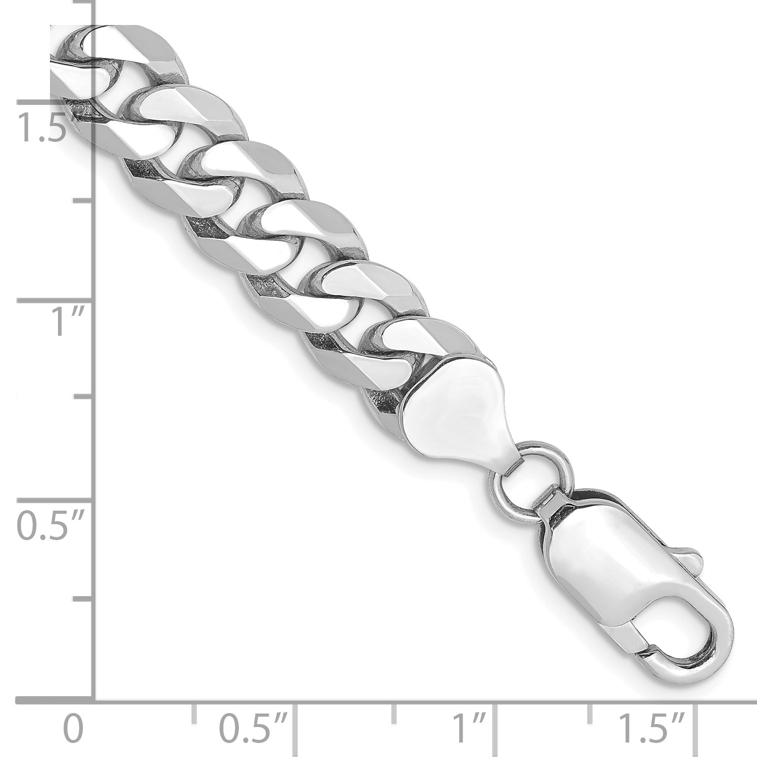 14K White Gold 8 inch 8mm Flat Beveled Curb with Lobster Clasp Bracelet Secondary image