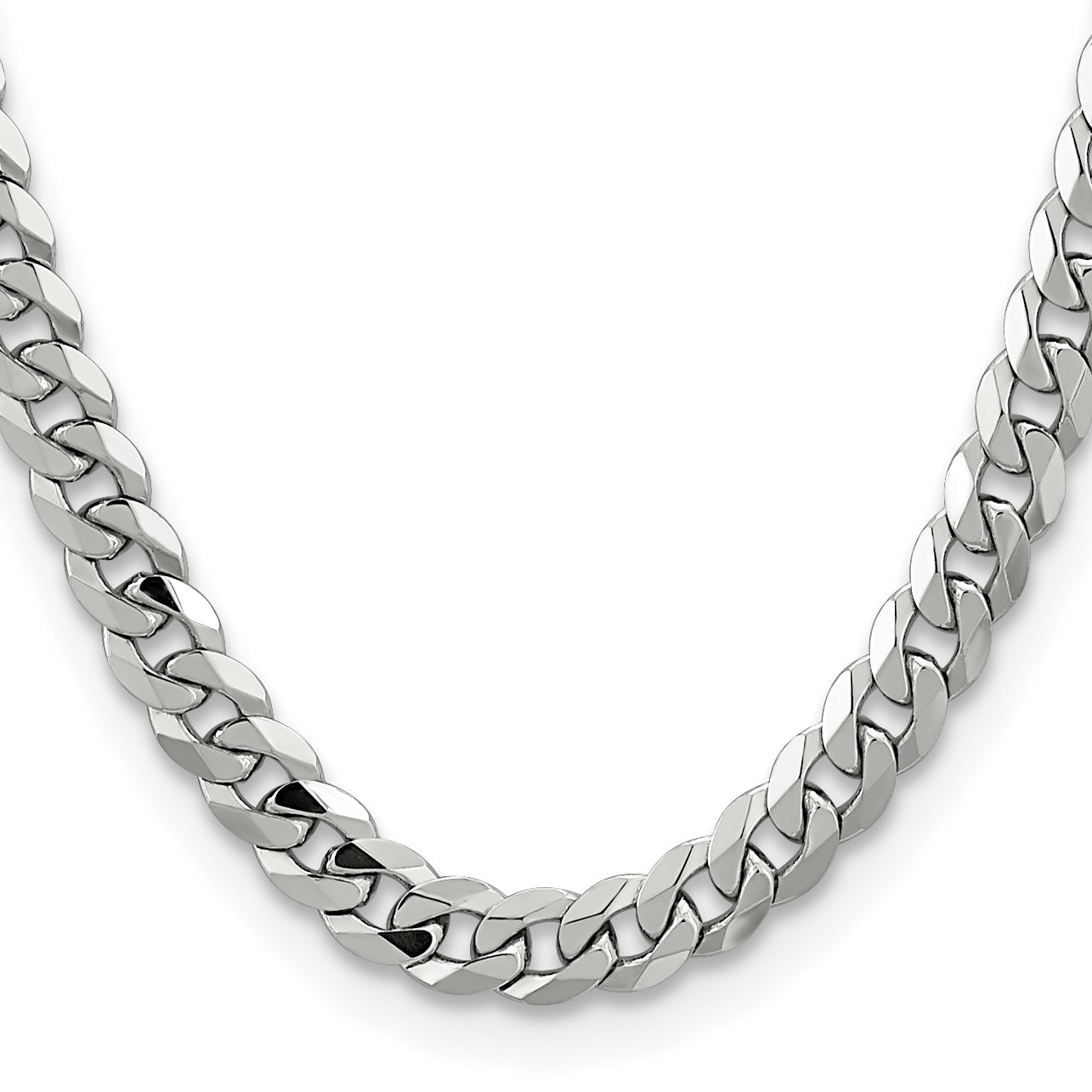 14K White Gold Solid Curb Chain Necklace 8.5mm