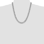 14K White Gold 9 inch 8.5mm Flat Beveled Curb with Lobster Clasp Chain