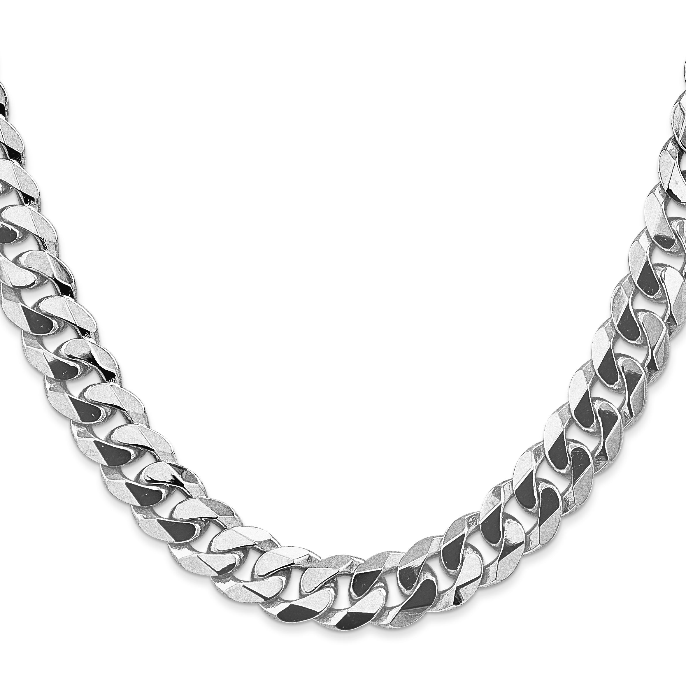 14K White Gold Solid Curb Chain Necklace 9.5mm Secondary image