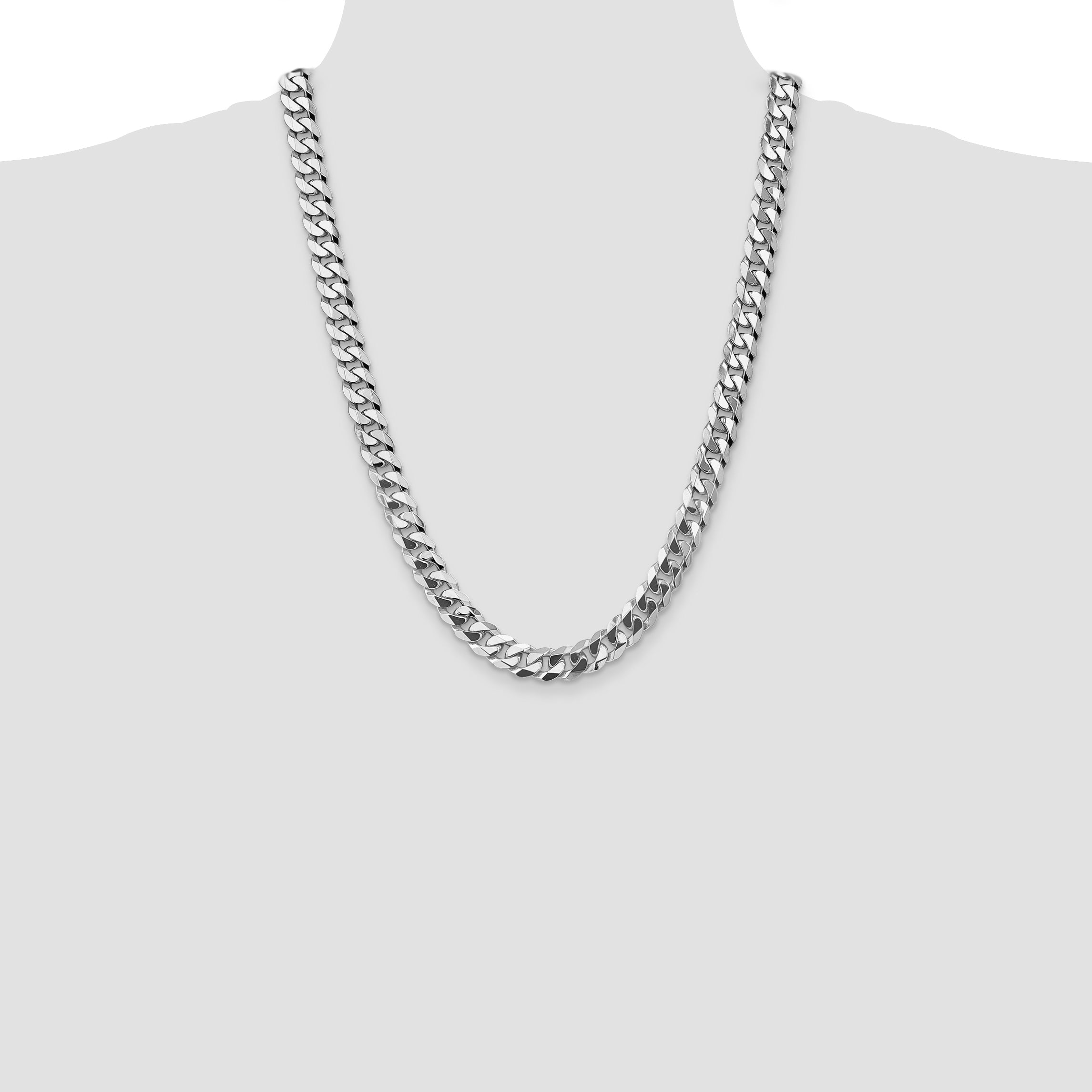14k WG 9.5mm Flat Beveled Curb Chain