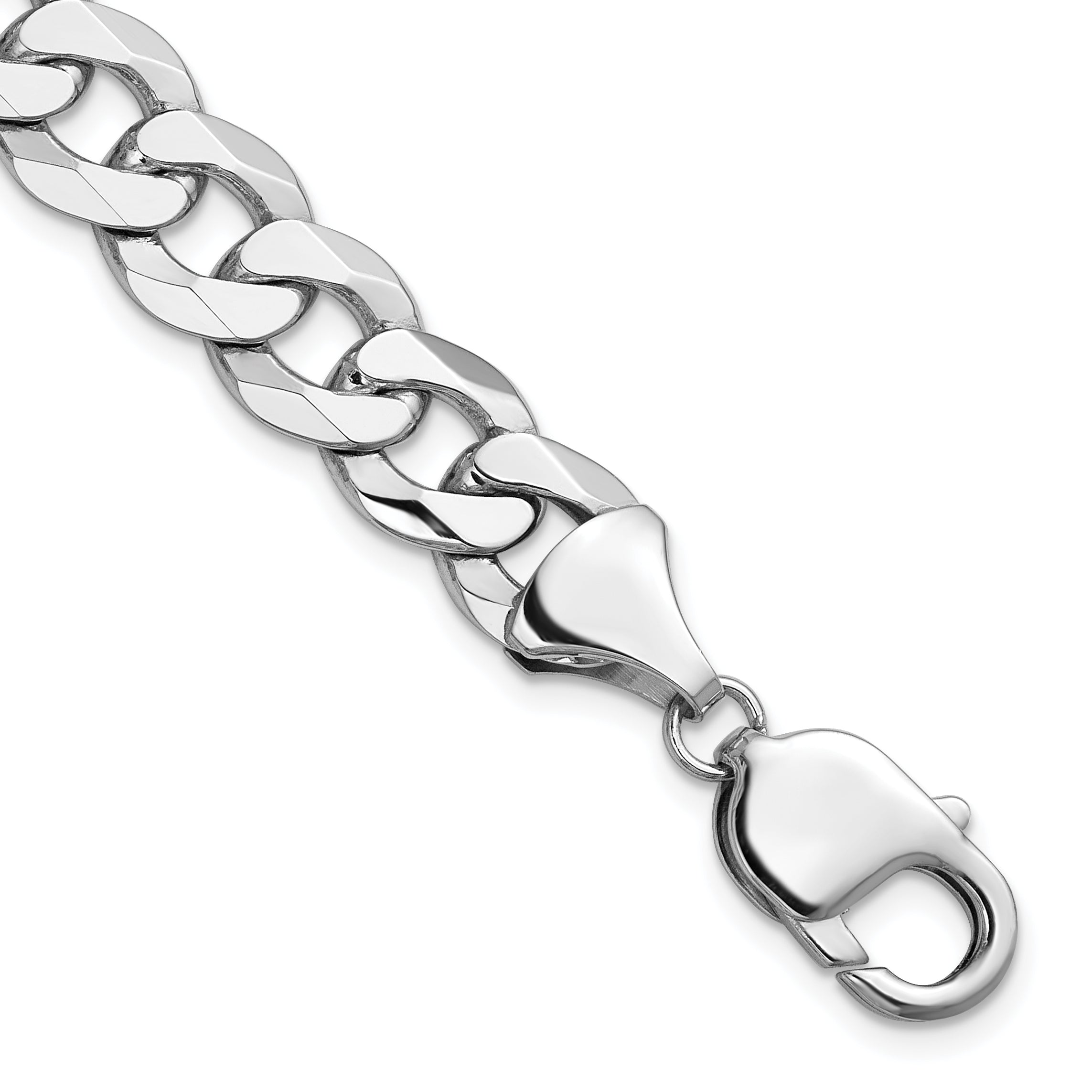 14K White Gold Solid Curb Chain Necklace 9.5mm