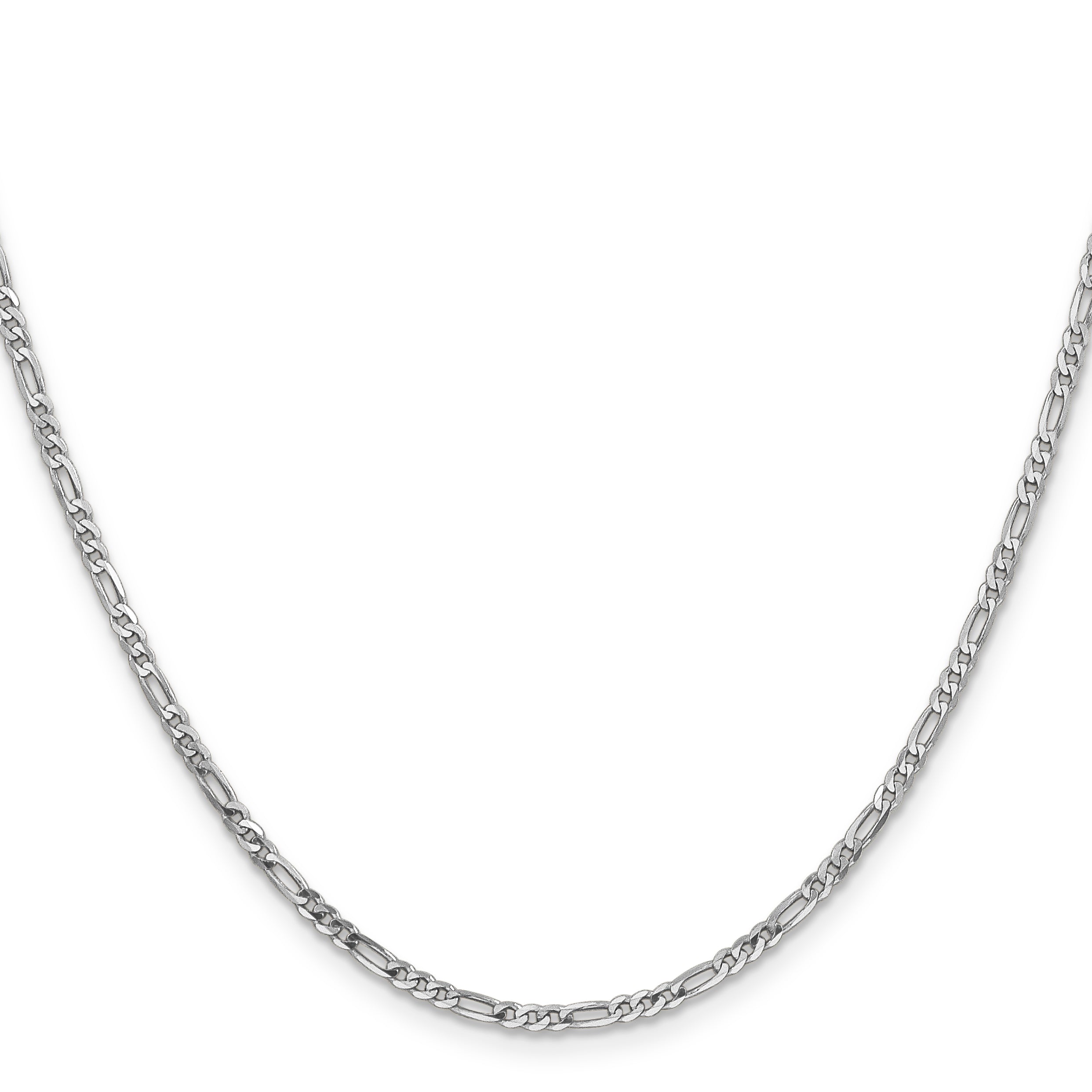 14K White Gold Solid Figaro Chain Necklace 2.25mm Secondary image