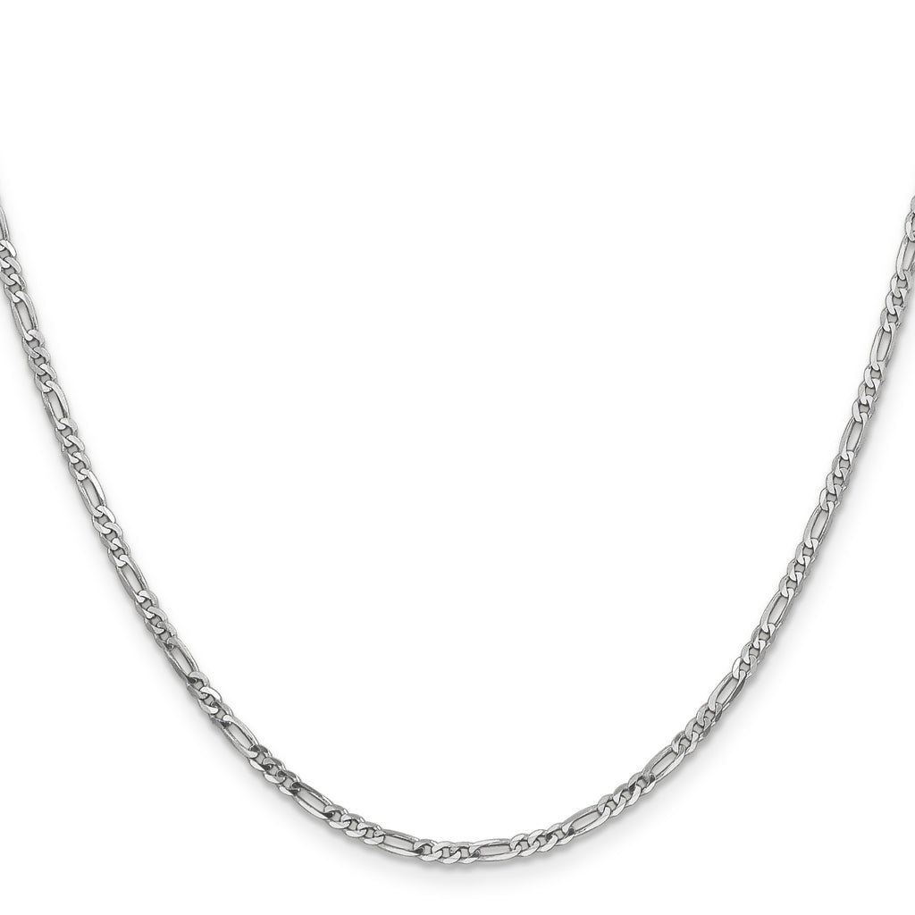 14K White Gold Solid Figaro Chain Necklace 2.25mm