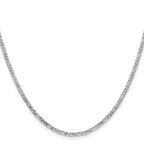 14K White Gold Solid Figaro Chain Necklace 2.25mm