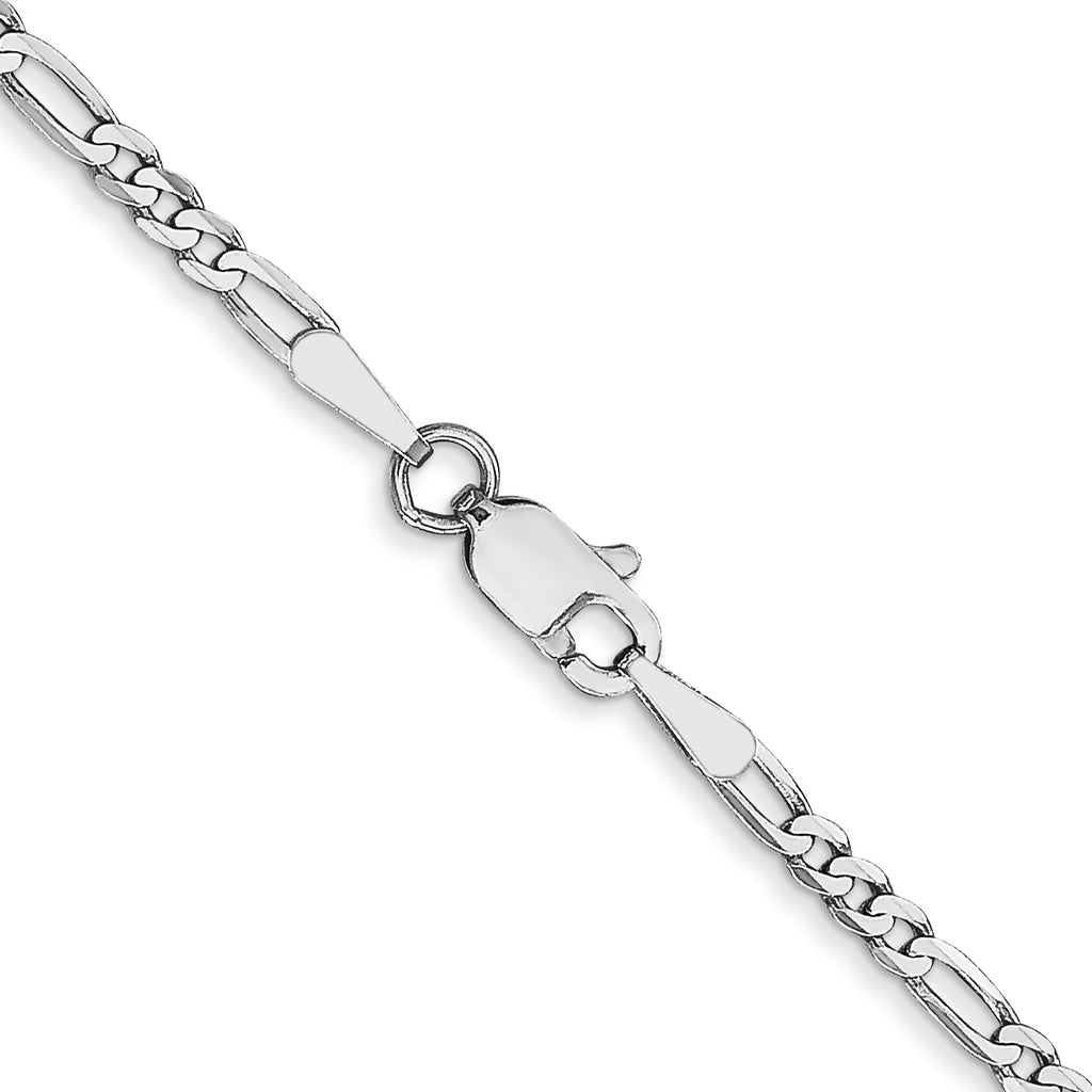 14K White Gold Solid Figaro Chain Necklace 2.25mm