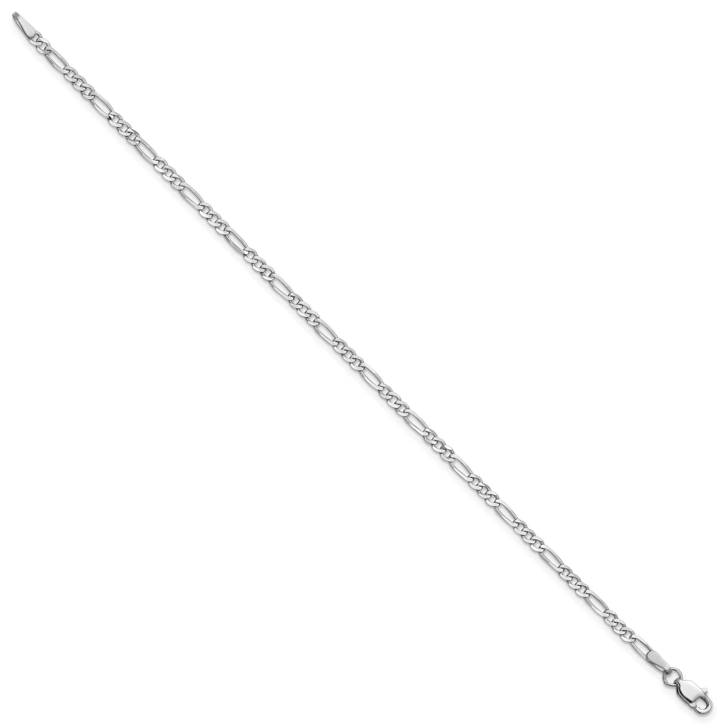 14K White Gold 7 inch 2.25mm Flat Figaro with Lobster Clasp Bracelet Secondary image