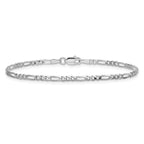 14K White Gold 8 inch 2.25mm Flat Figaro with Lobster Clasp Bracelet