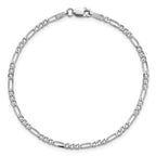 14K White Gold 10 inch 2.25mm Flat Figaro with Lobster Clasp Anklet