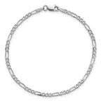 14K White Gold 8 inch 2.25mm Flat Figaro with Lobster Clasp Bracelet