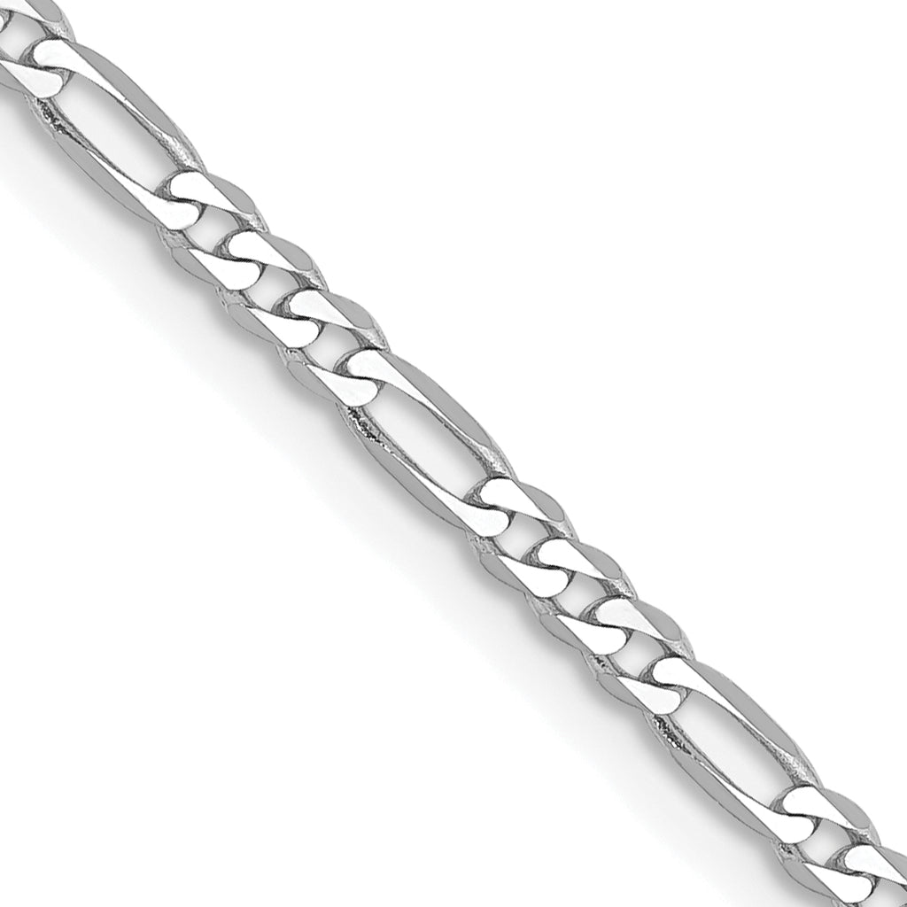 14K White Gold Solid Figaro Chain Necklace 2.25mm