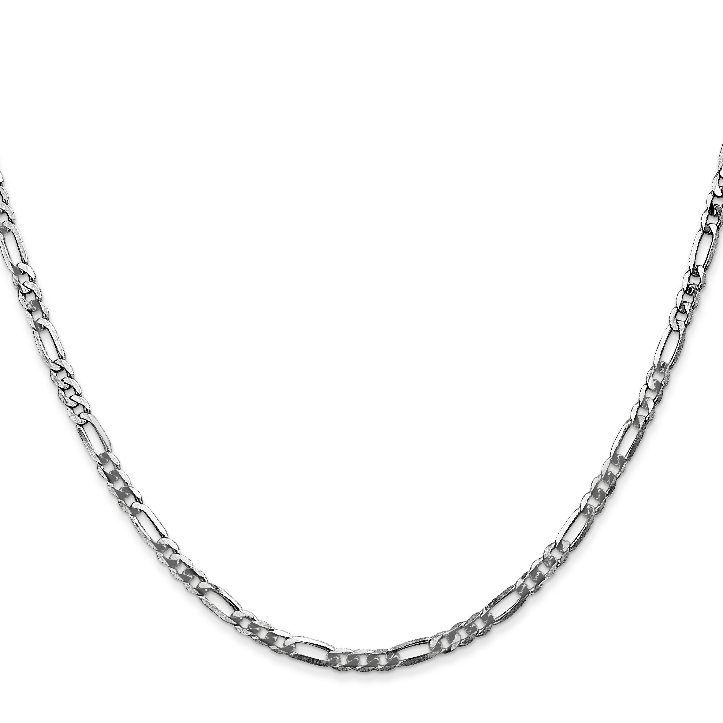 14K White Gold Solid Figaro Chain Necklace 2.75mm Secondary image