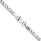 14K White Gold Solid Figaro Chain Necklace 2.75mm