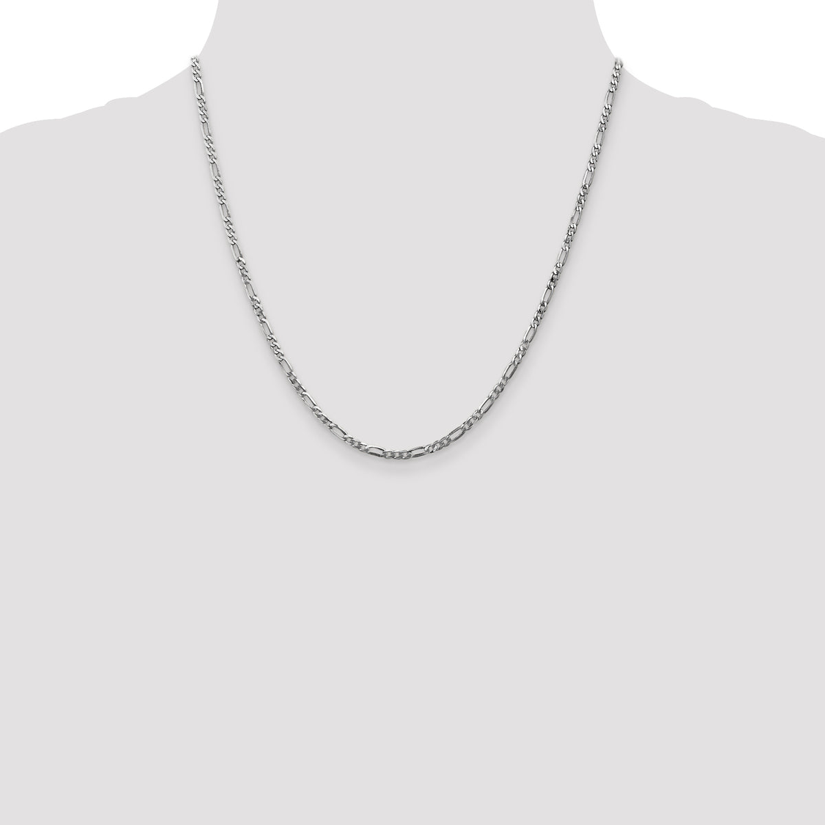 14K White Gold 20 inch 2.75mm Flat Figaro with Lobster Clasp Chain