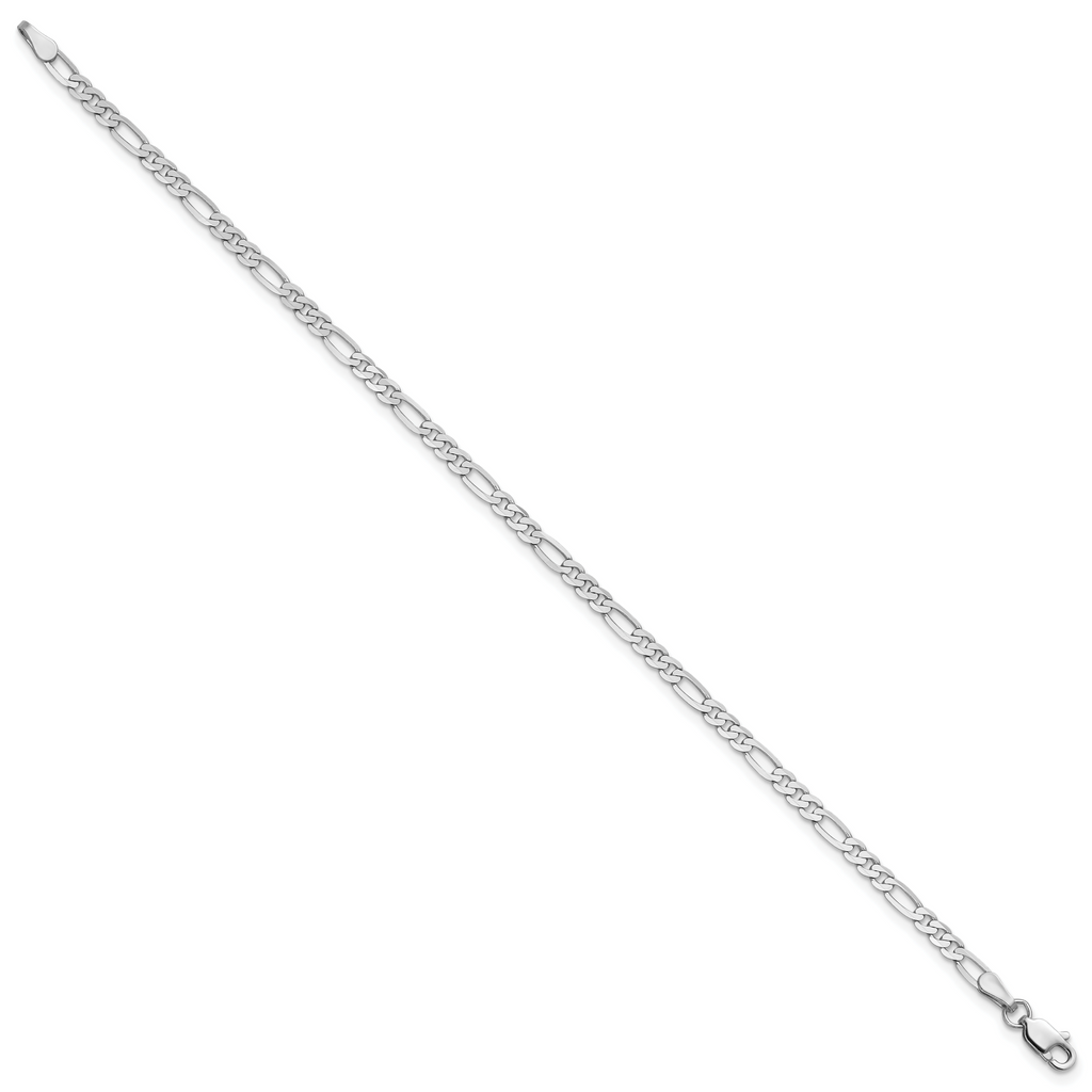 14K White Gold 10 inch 2.75mm Flat Figaro with Lobster Clasp Anklet