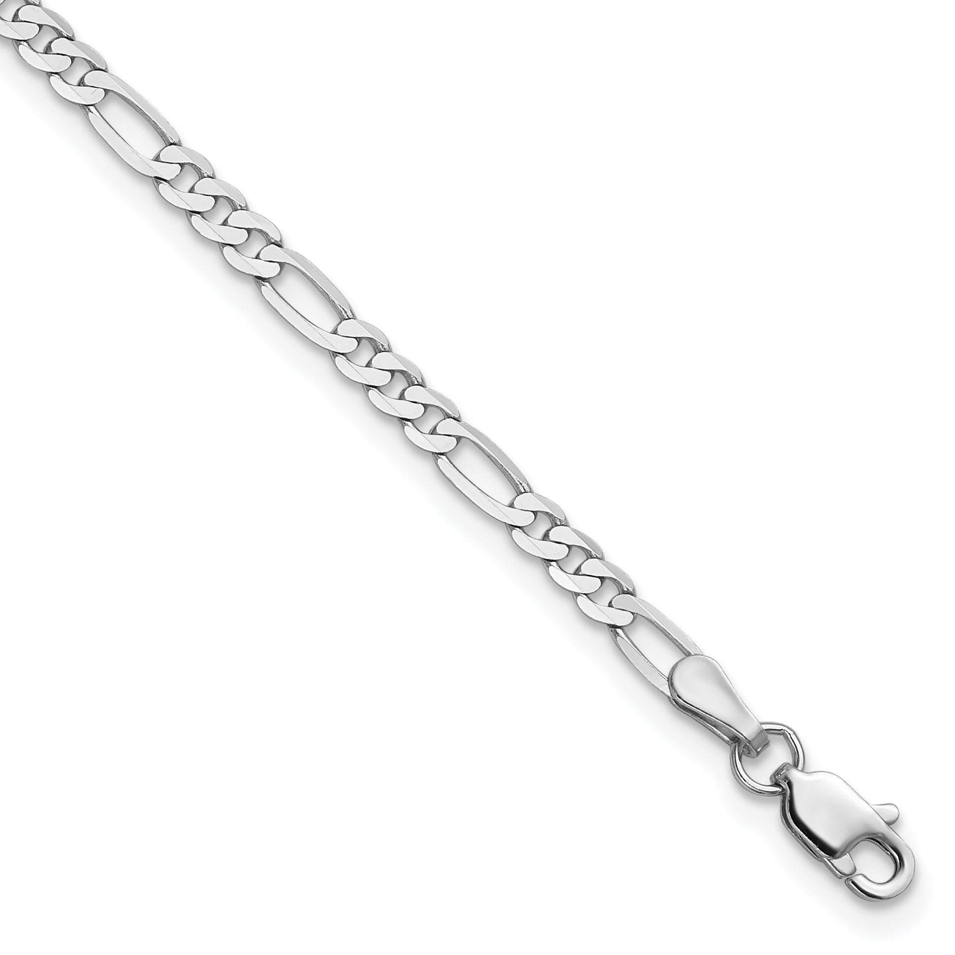 14K White Gold 7 inch 2.75mm Flat Figaro with Lobster Clasp Bracelet Main image