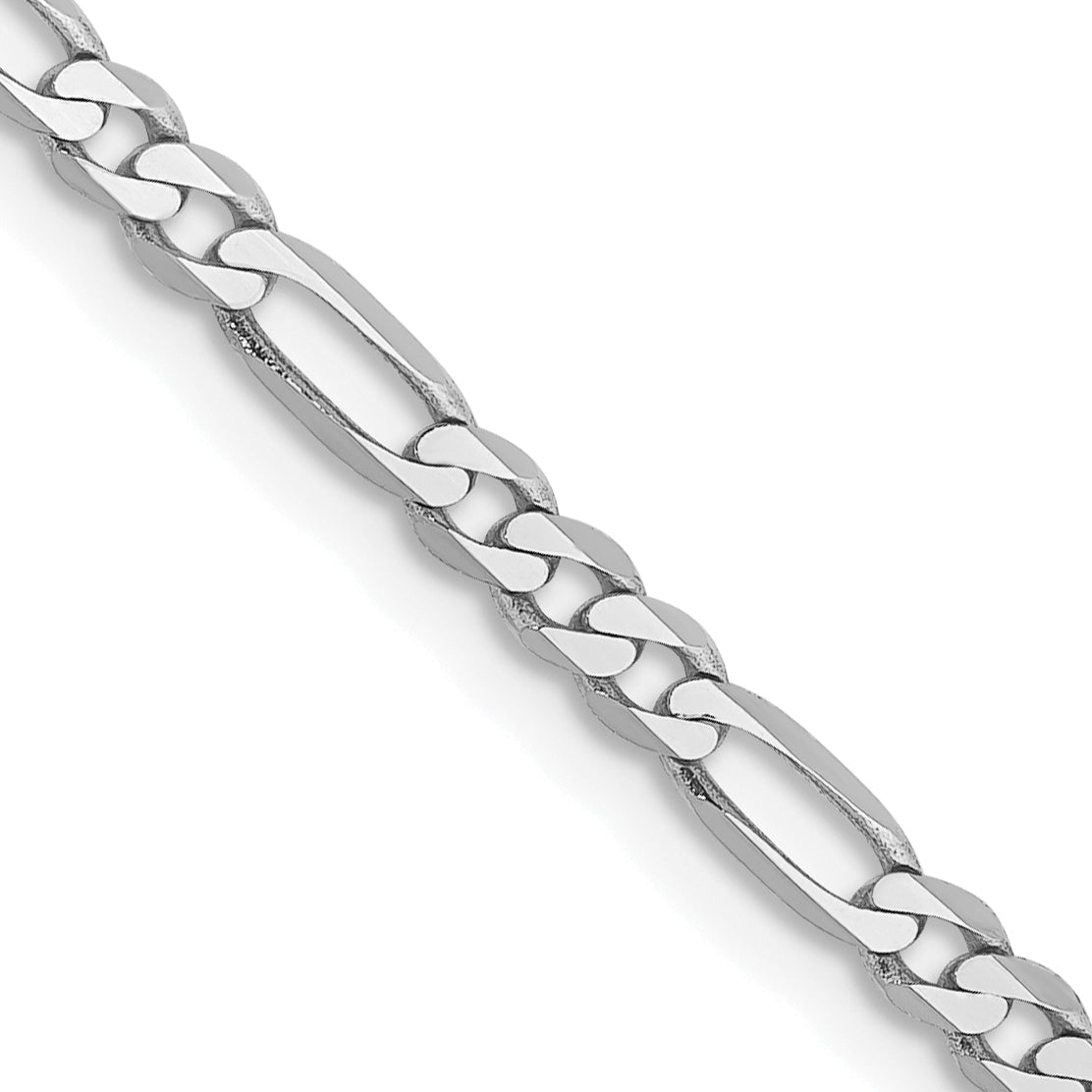 14K White Gold 24 inch 2.75mm Flat Figaro with Lobster Clasp Chain
