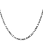 14K White Gold Solid Figaro Chain Necklace 3mm