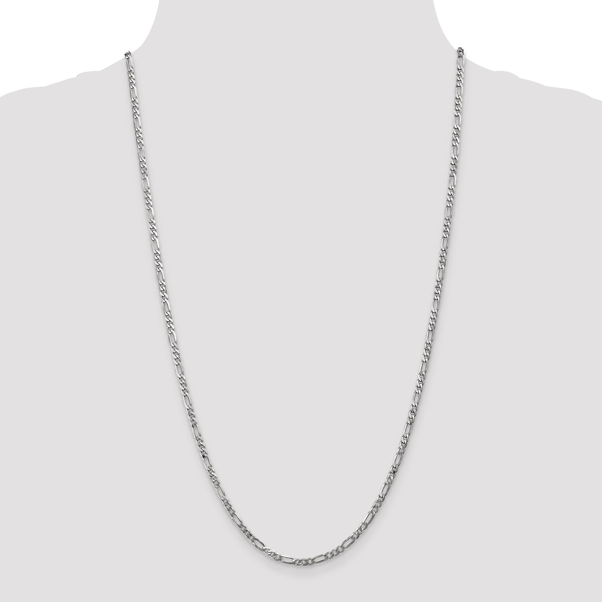 14K White Gold 20 inch 3mm Flat Figaro with Lobster Clasp Chain