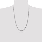 14K White Gold 26 inch 3mm Flat Figaro with Lobster Clasp Chain