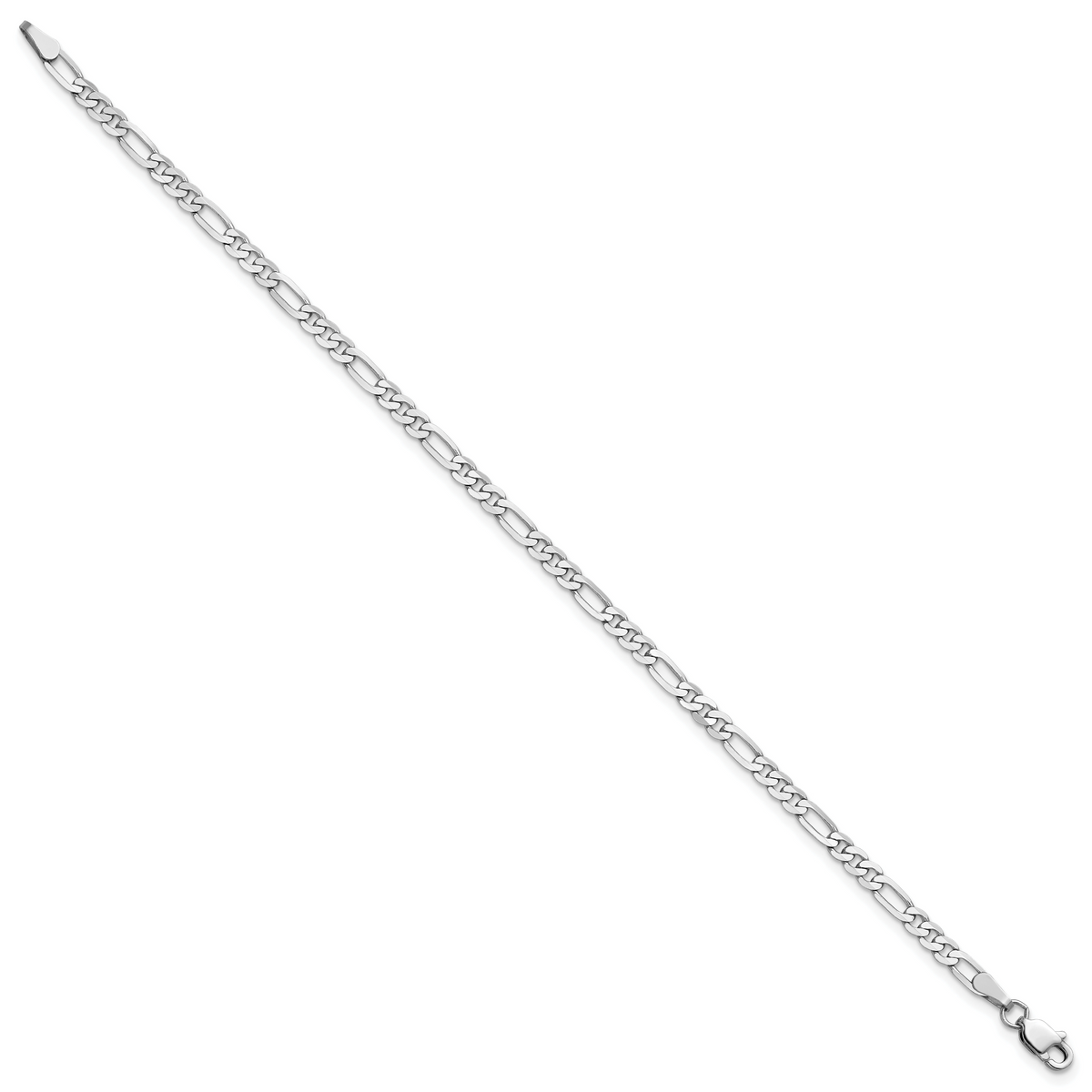 14K White Gold 8 inch 3mm Flat Figaro with Lobster Clasp Bracelet