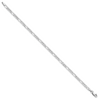 14K White Gold 8 inch 3mm Flat Figaro with Lobster Clasp Bracelet