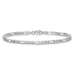 14K White Gold 8 inch 3mm Flat Figaro with Lobster Clasp Bracelet
