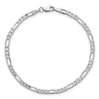 14K White Gold 8 inch 3mm Flat Figaro with Lobster Clasp Bracelet
