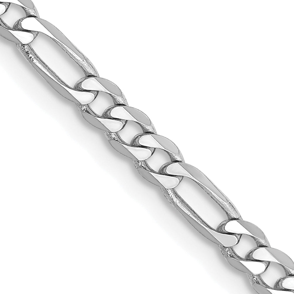 14K White Gold Solid Figaro Chain Necklace 3mm Main image