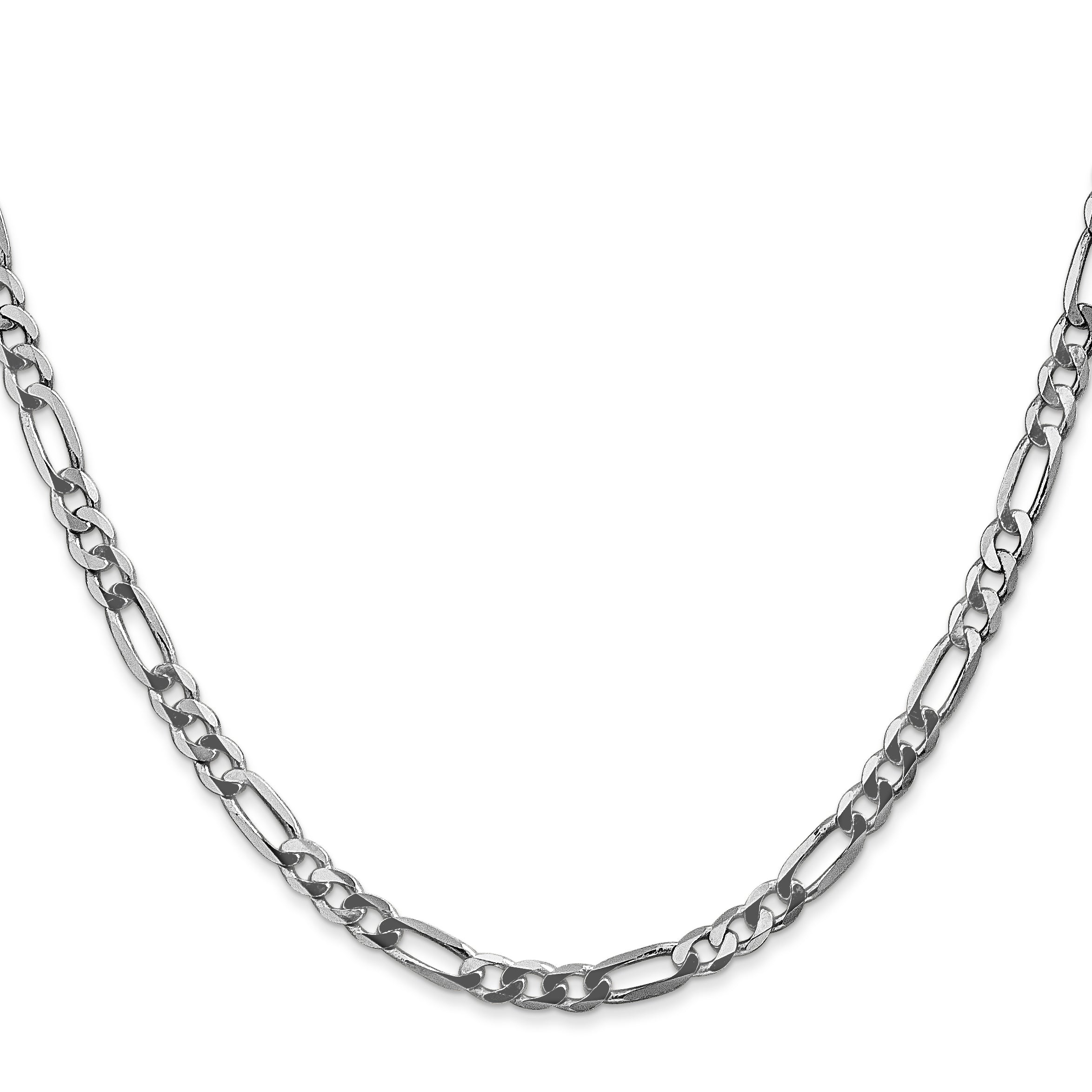 14K White Gold Solid Figaro Chain Necklace 4mm Secondary image