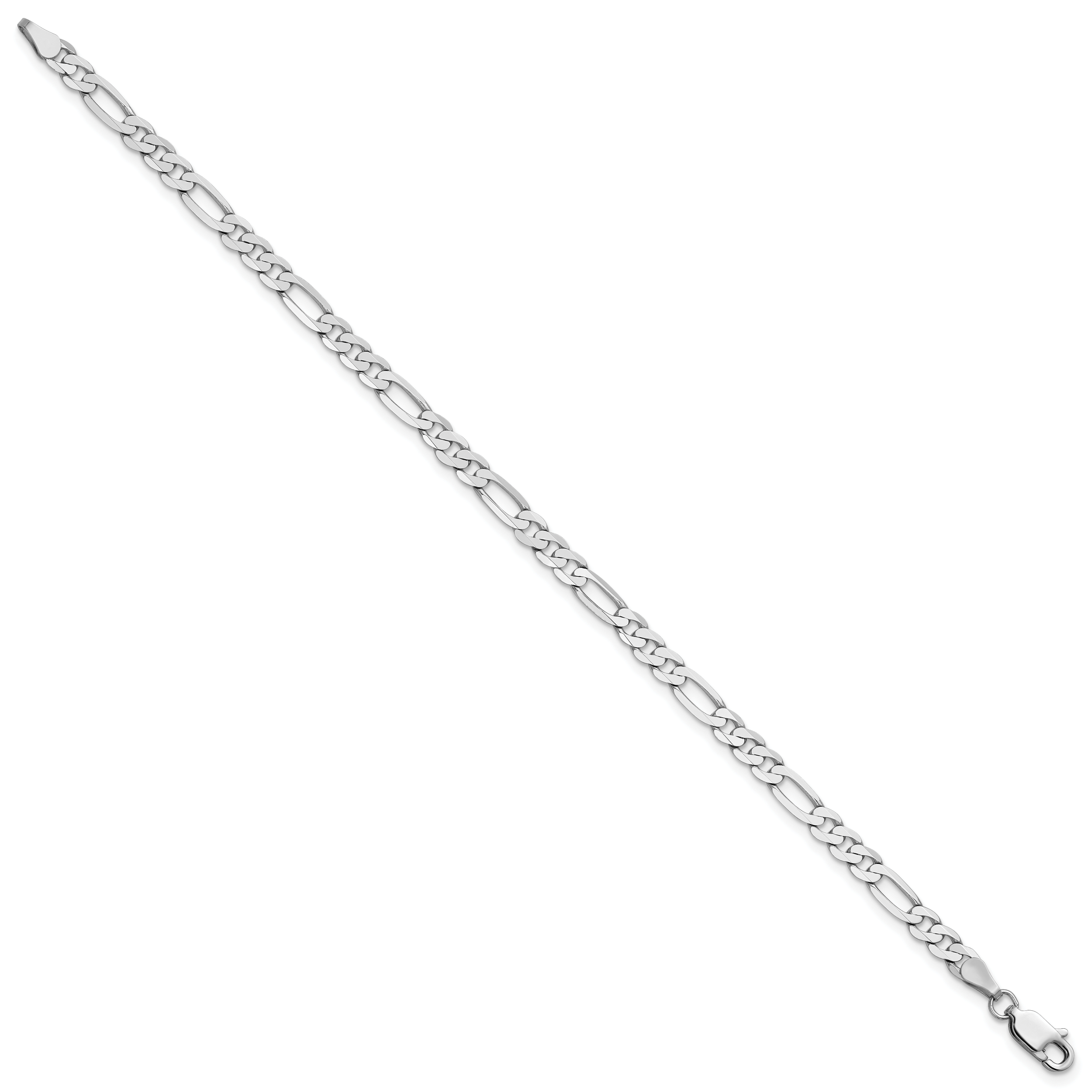 14K White Gold 7 inch 4mm Flat Figaro with Lobster Clasp Bracelet Secondary image