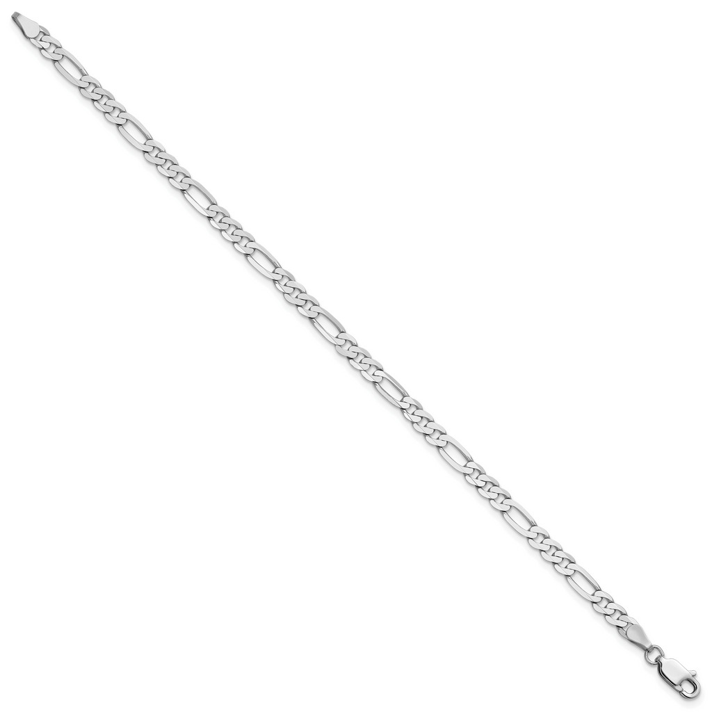 14k White Gold 4mm Flat Figaro Chain
