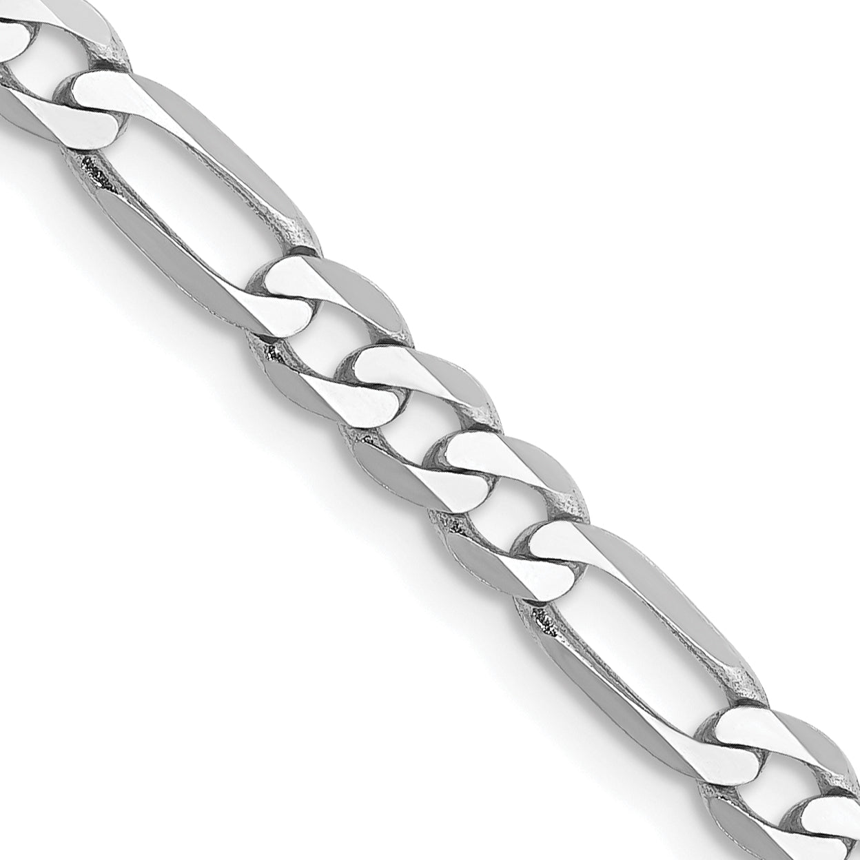 14K White Gold Solid Figaro Chain Necklace 4mm