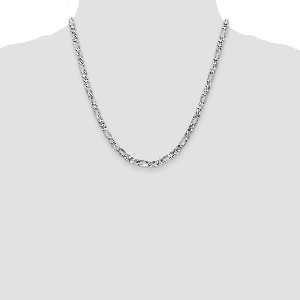 14K White Gold Solid Figaro Chain Necklace 4.5mm, 7–26 Inch - Sophia Jewelers
