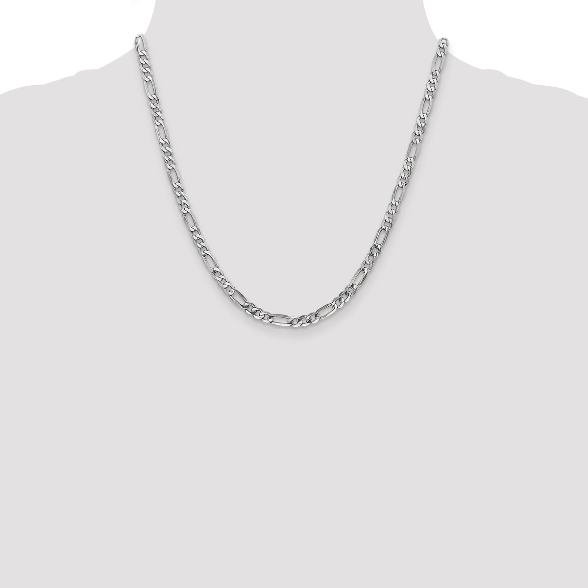 14K White Gold Solid Figaro Chain Necklace 4.5mm, 7–26 Inch - Sophia Jewelers