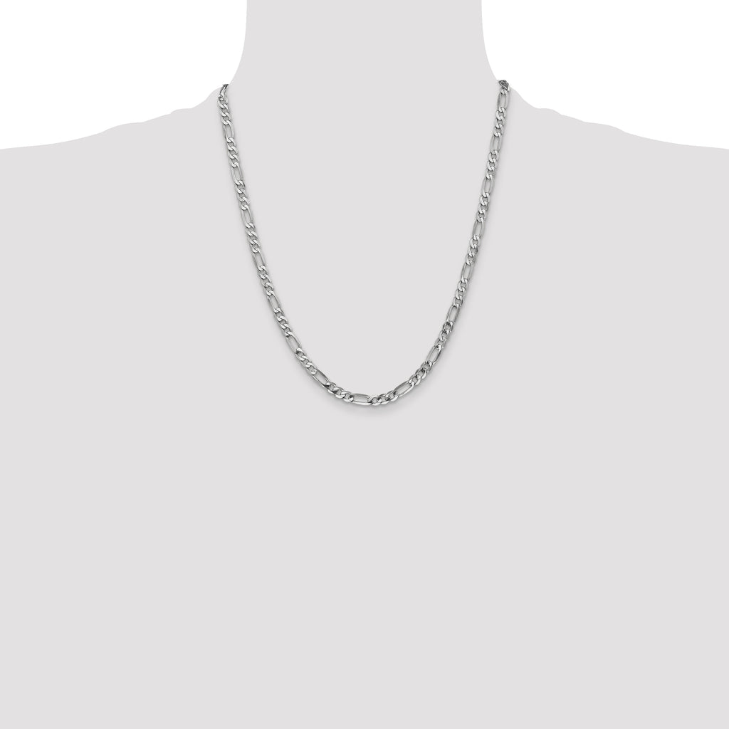 14K White Gold Solid Figaro Chain Necklace 4.5mm, 7–26 Inch - Sophia Jewelers