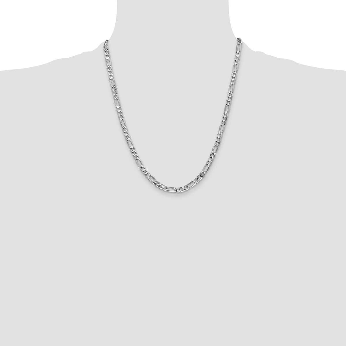 14K White Gold Solid Figaro Chain Necklace 4.5mm, 7–26 Inch - Sophia Jewelers