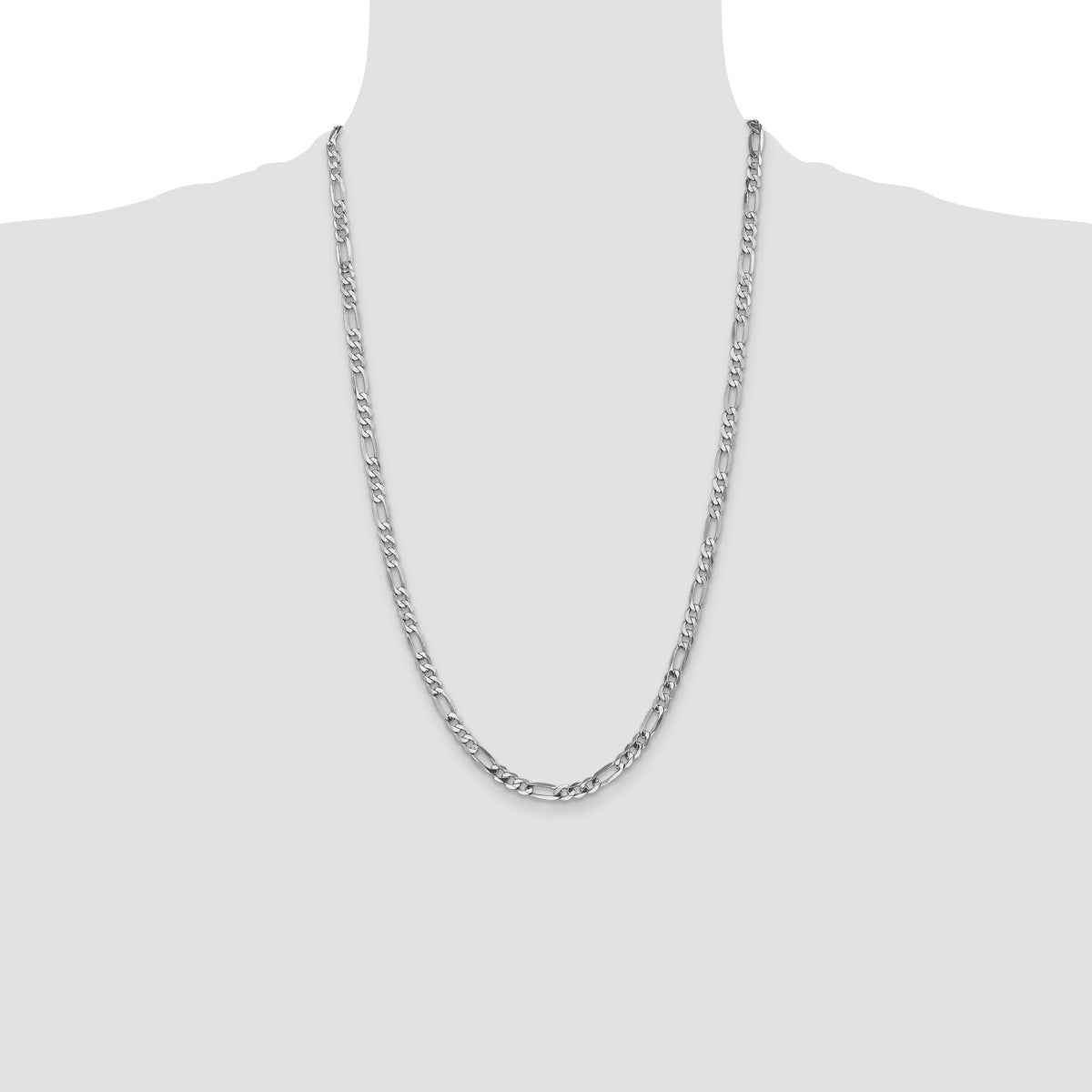 14K White Gold Solid Figaro Chain Necklace 4.5mm, 7–26 Inch - Sophia Jewelers