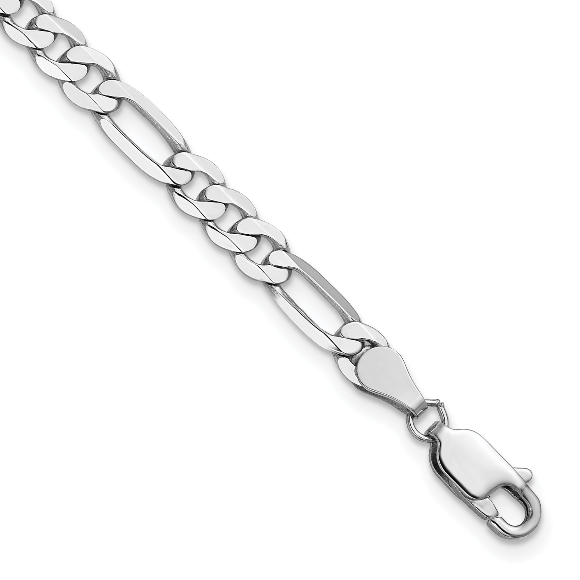 14K White Gold Solid Figaro Chain Necklace 4.5mm