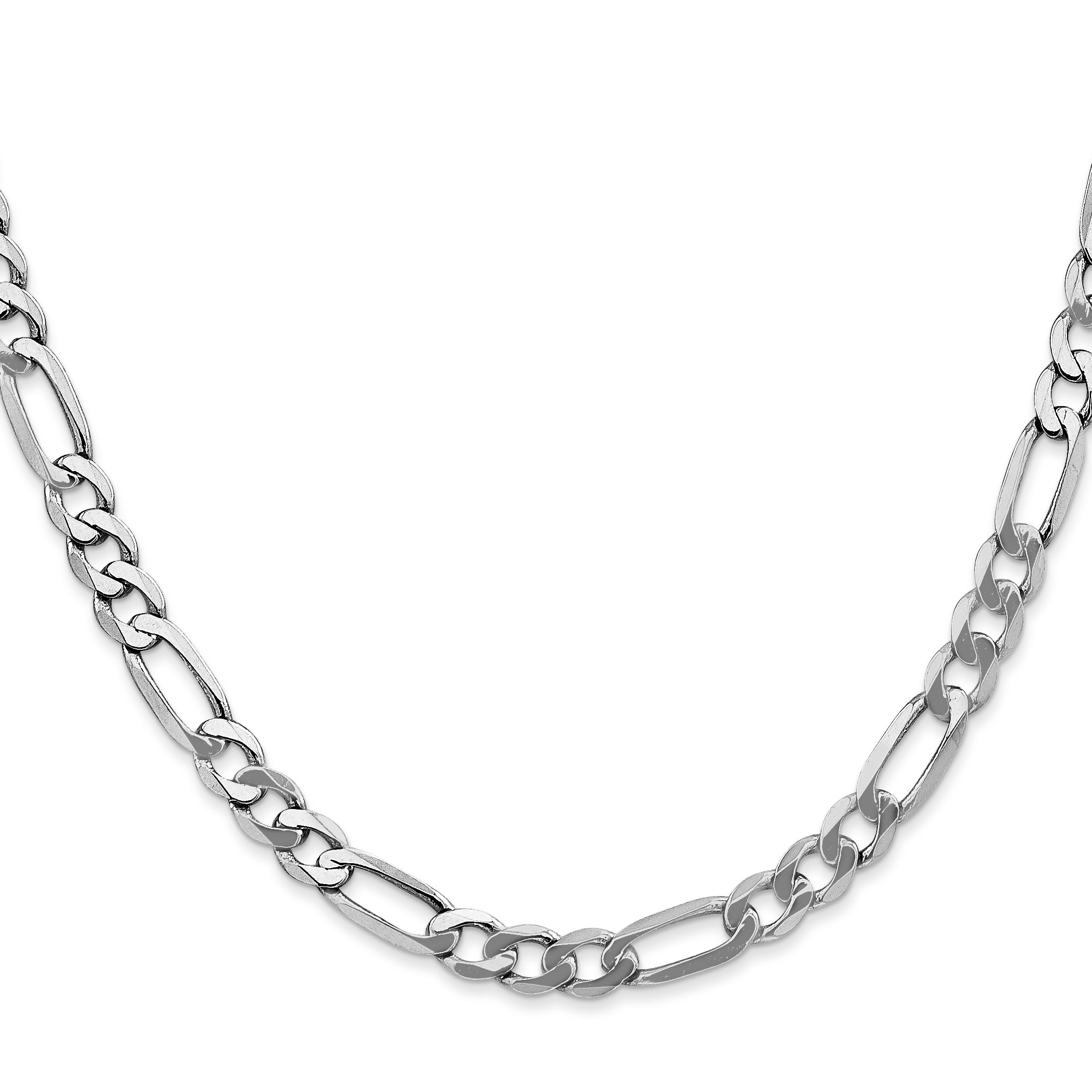 14K White Gold 26 inch 5.5mm Flat Figaro with Lobster Clasp Chain