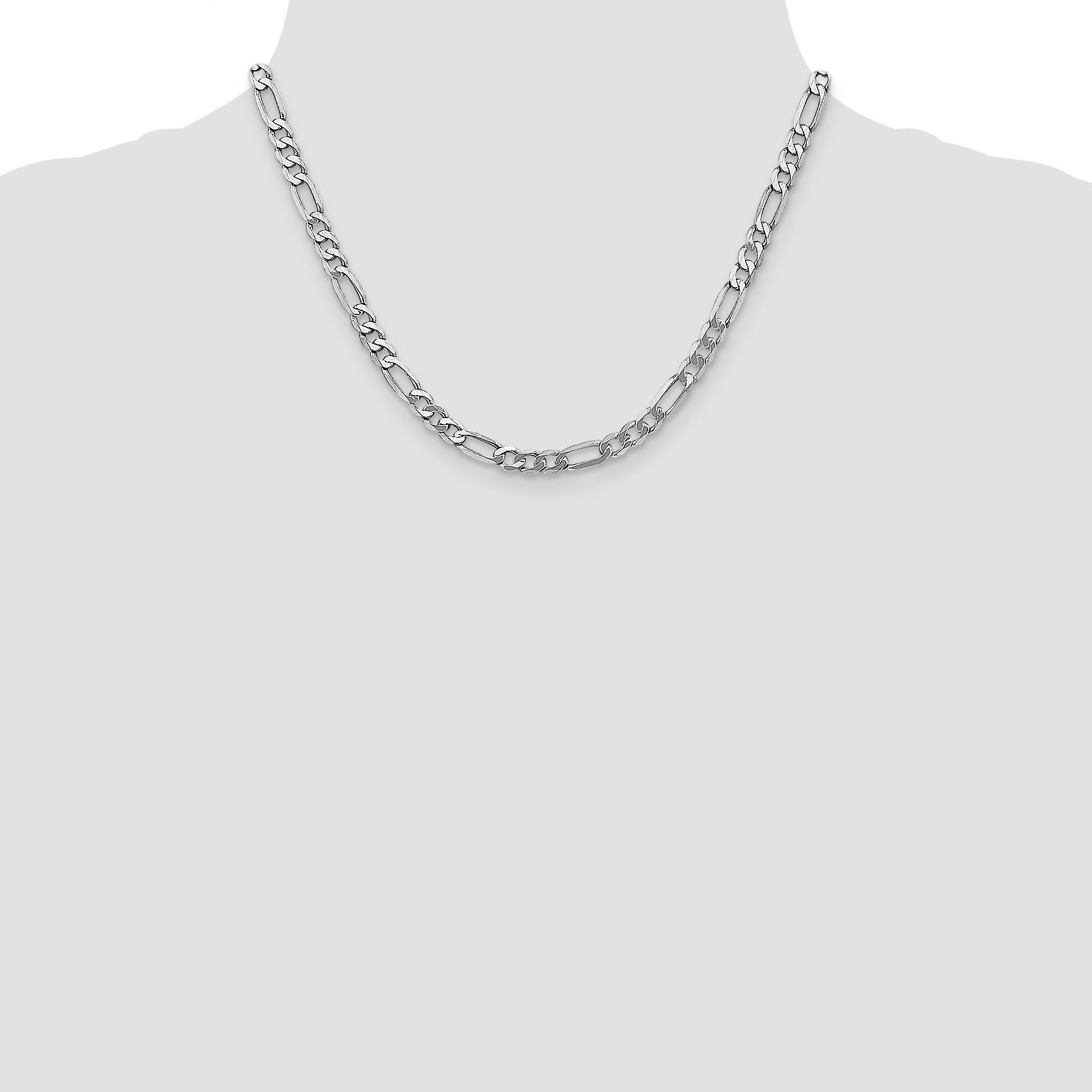 14K White Gold Solid Figaro Chain Necklace 5.5mm
