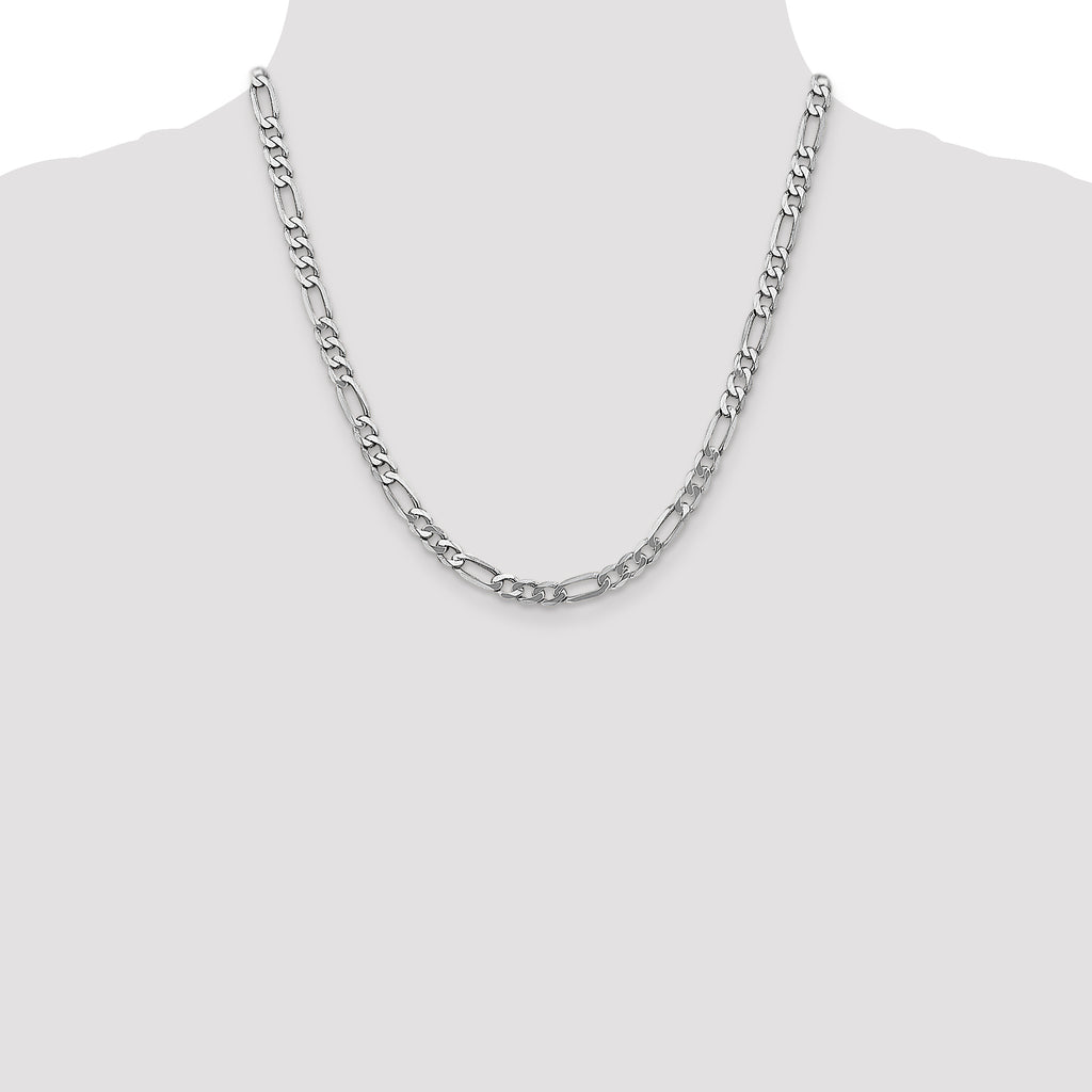 14K White Gold Solid Figaro Chain Necklace 5.5mm - Sophia Jewelers