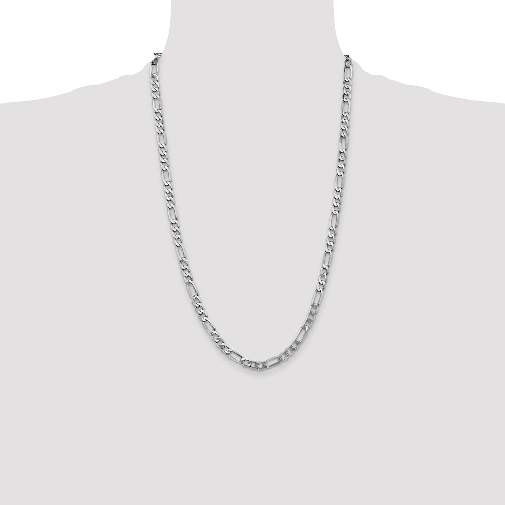 14K White Gold Solid Figaro Chain Necklace 5.5mm - Sophia Jewelers