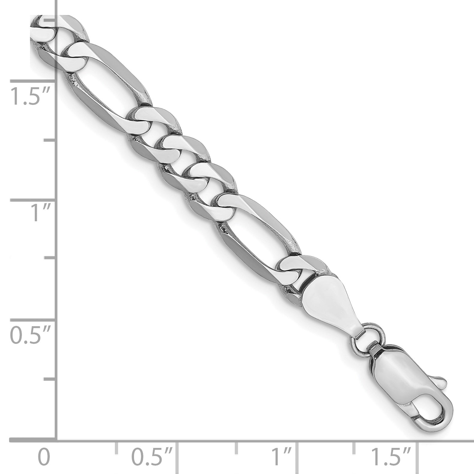 14K White Gold 7 inch 5.5mm Flat Figaro with Lobster Clasp Bracelet Secondary image