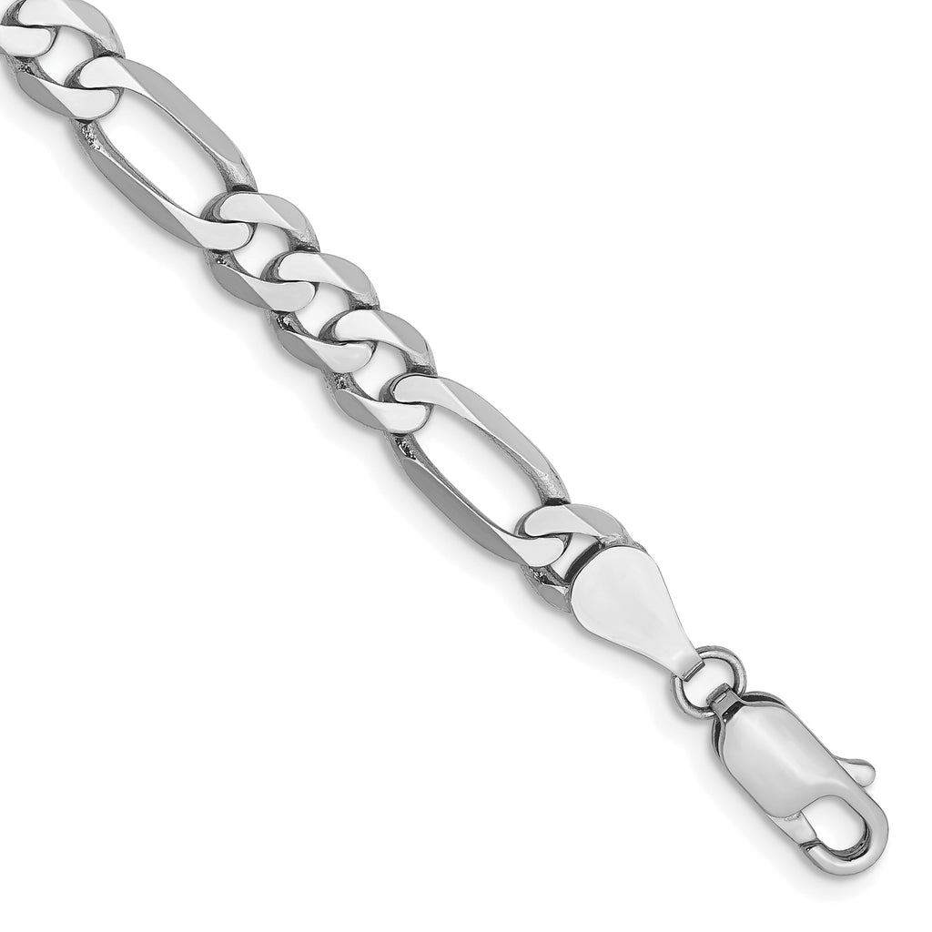 14K White Gold Solid Figaro Chain Necklace 5.5mm - Sophia Jewelers