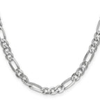 14K White Gold Solid Figaro Chain Necklace 6mm