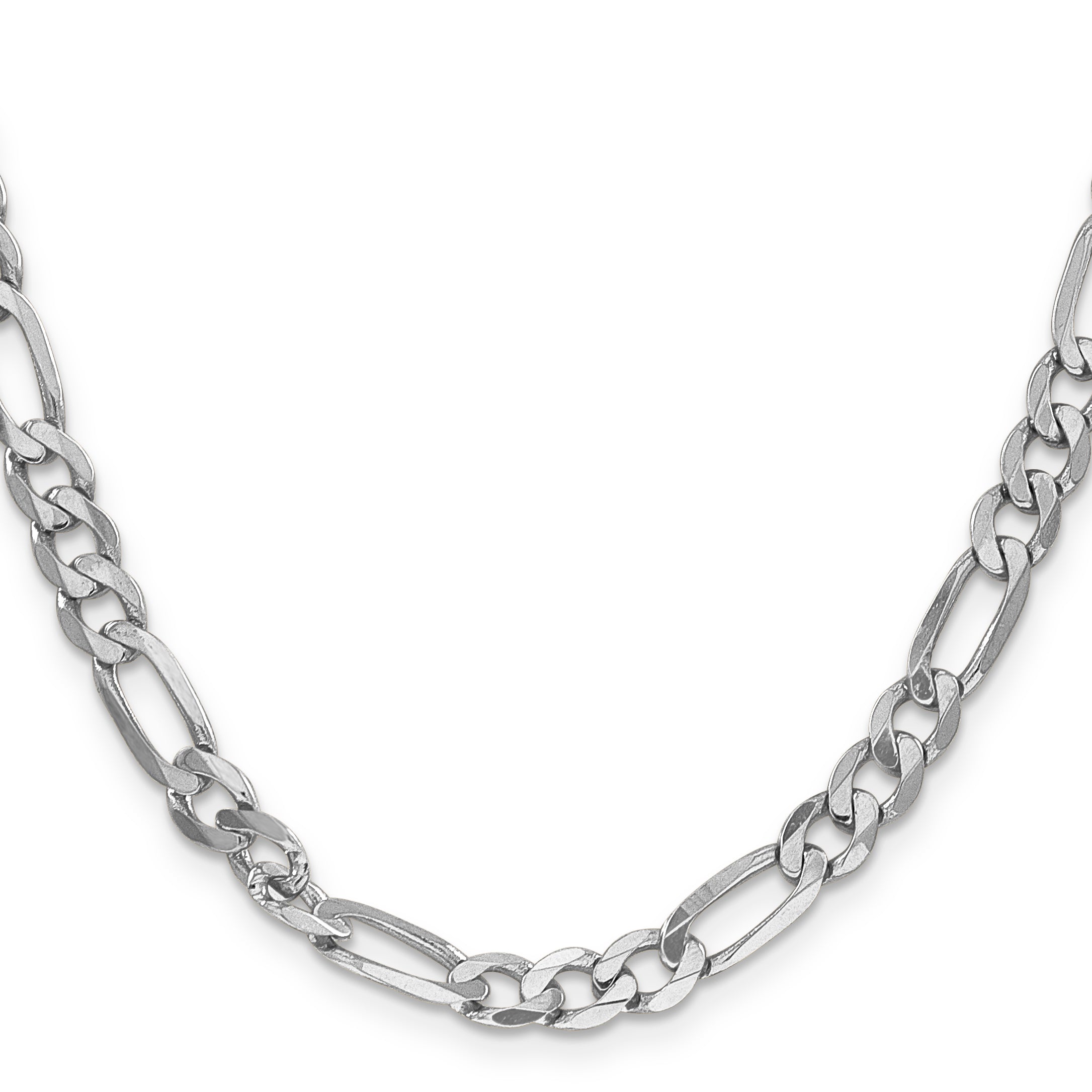14K White Gold Solid Figaro Chain Necklace 6mm