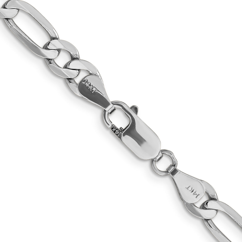 14K White Gold Solid Figaro Chain Necklace 6mm